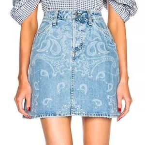 JONATHAN SIMKHAI Light Indigo Paisley Print Denim Skirt Size 27 Western Cowgirl